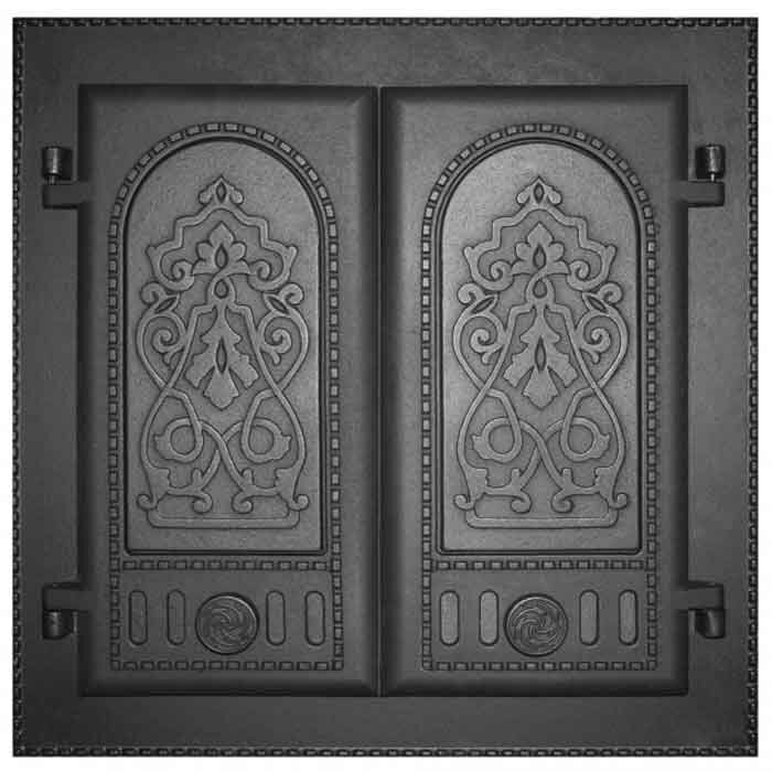 Литком чугунная дверь каминная двухстворчатая ДК-6 RLK 8314 410х410мм