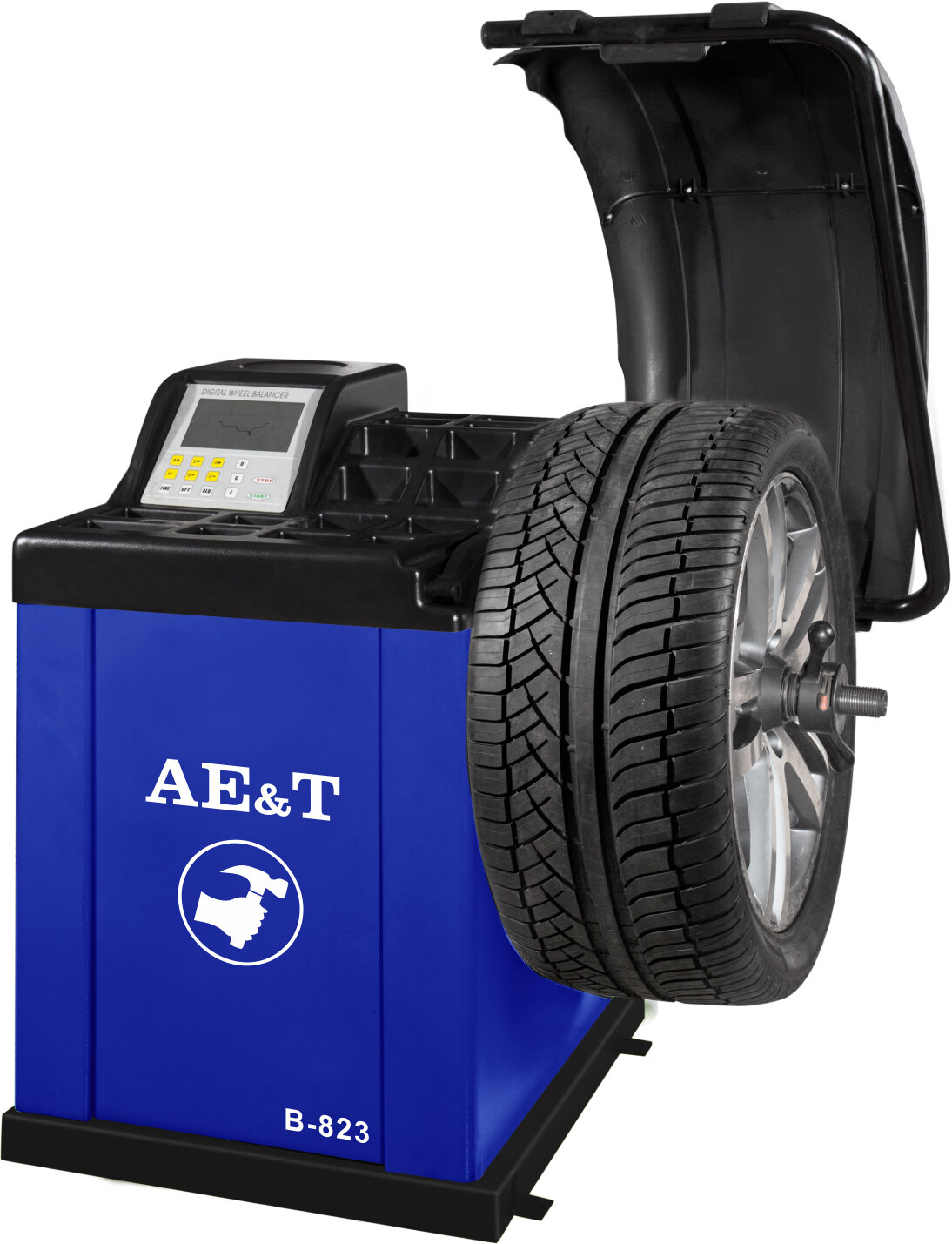AET Балансировочный станок B-823 AET для колес легковых автомобилей 220В 254-610 мм (10-24”) 65 960 мм (38”) 36 40-510 мм (1,5-20”) 200 960х760х1160мм 200 Вт легковой