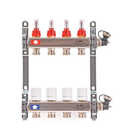 Коллектор для теплого пола с расходомерами UNI-FITT 1quot;-3/4quot; 5 выходов 450I