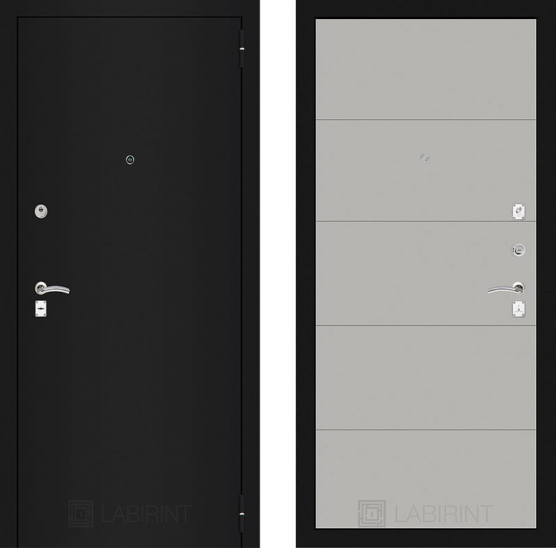 Дверь Лабиринт (LABIRINT) Классик шагрень черная 13 Грей софт