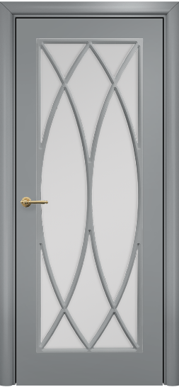 Дверь Оникс Турин с решеткой Тип:Со стеклом Цвет:Эмаль по RAL7040 МДФ Решетка:Решетка №6