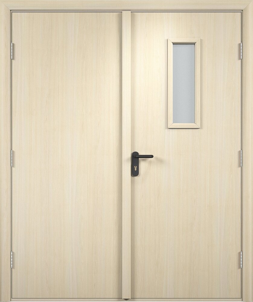 Противопожарная дверь Verda EI60 (ПВХ) Тип:комбинированная Цвет:беленый дуб Количество полотен:двупольная