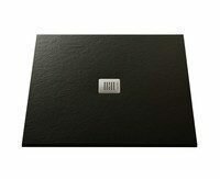 PLATO_BASE_NINETY_SLATE_CUAD_NEGRO_90x90 Поддон Acquabella Base 90 x 90 см квадратный, из искусственного мрамора с сифоном и решеткой, цвет черный