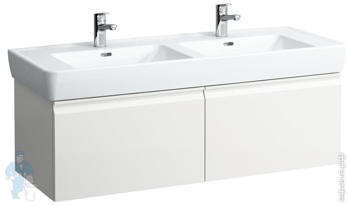 Тумба под умывальник Laufen PRO L 483082 (1220х450х390) подвесная, 2 ящика, белый глянец