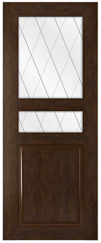 Межкомнатная дверь Стародуб серия 7 модель 74 каштан стекло сатинат рис. решетка