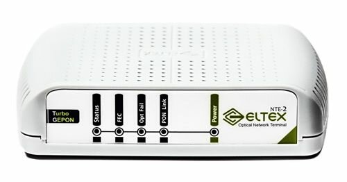 Терминал ELTEX NTE-2 (B+) ONT, 1 порт TurboGEPON (SC), 1 порт LAN 1000 Base-T, 1 порт Ethernet 10/100 Base-T, class B+
