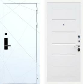 Дверь входная (стальная, металлическая) Баяр 1 ФЛ-291 Белый Сити quot;Белый ясеньquot; с биометрическим замком (электронный, отпирание по отпечатку пальца)