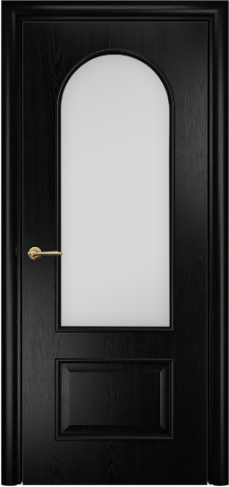 Дверь Оникс модель Арка Цвет:Эмаль черная по ясеню Остекление:Сатинат белый