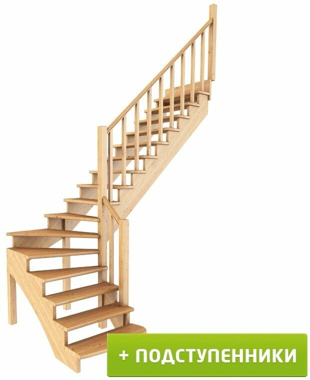 Деревянные лестницы ProfiHobby Лестница К-001м/6 П c подступенками сосна (7 уп)
