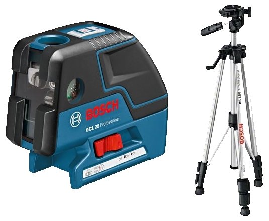 Лазерный уровень самовыравнивающийся BOSCH GCL 25 Professional + BS 150 (0601066B01) со штативом