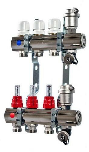 Коллекторная группа со встроенными расходомерами, 1quot;x евроконус 3/4quot; Valtec (10 выходов )