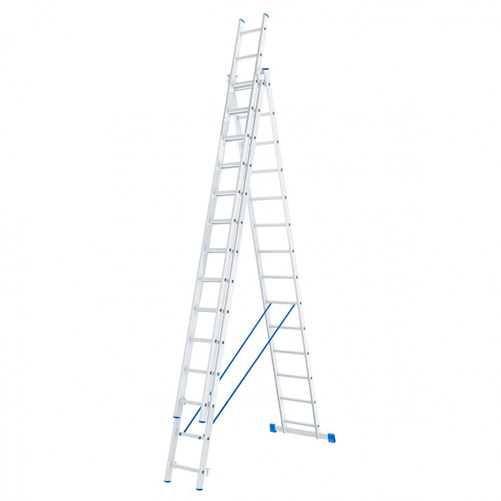 Лестница 3 х 14 ступеней алюминиевая трехсекционная СИБРТЕХ 97824 (1шт)