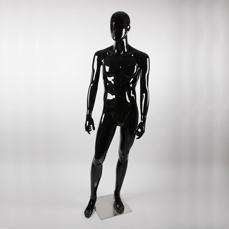 Манекен мужской ростовой с лицом, черный глянец B105SB(черн)