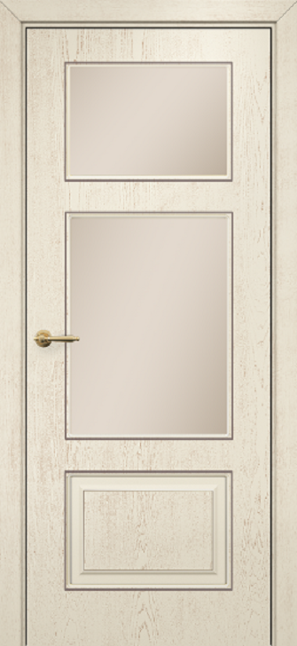 Дверь Оникс Прованс фрезерованный Цвет:эмаль слоновая кость патина коричневая Остекление:Сатинат бронза