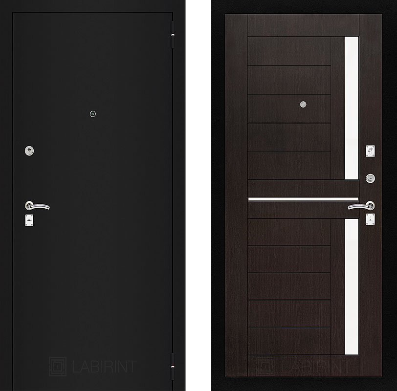 Дверь Лабиринт (LABIRINT) Классик шагрень черная 02 Венге (стекло белое)