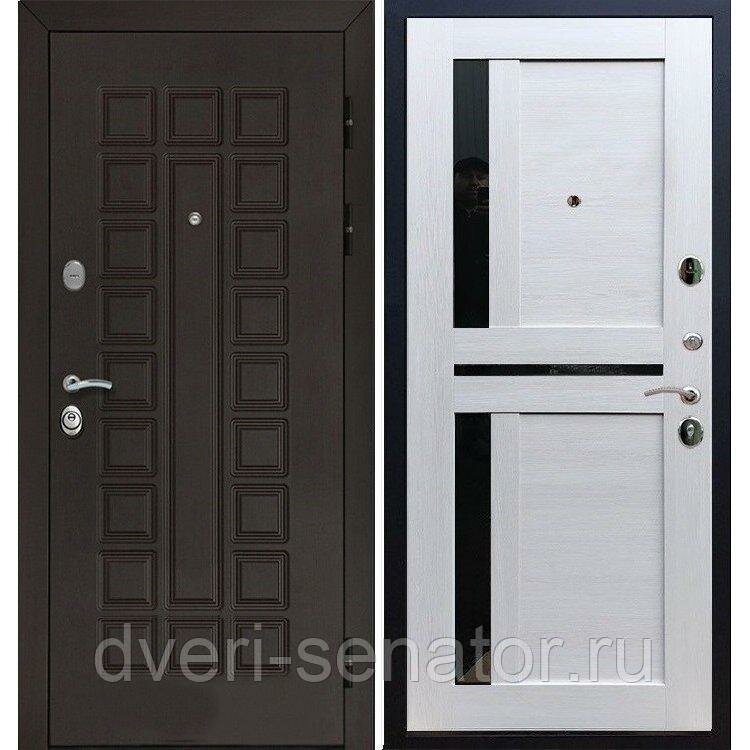 Senator с вставками чёрное стекло СБ - 18 цвет Лиственница бежевая входные стальные двери в квартиру