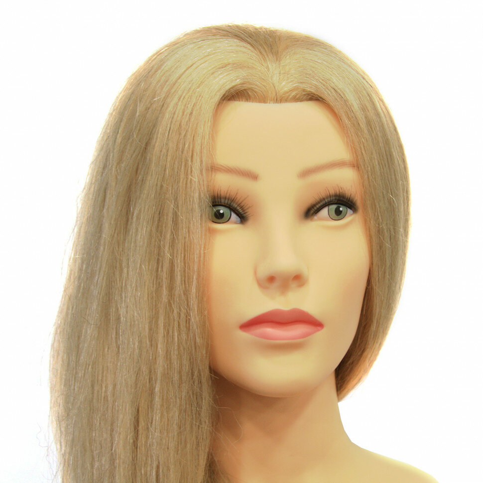 Учебная голова 100% натуральная, двойной объем, блондинка Fantom 60 см. + штатив тренога