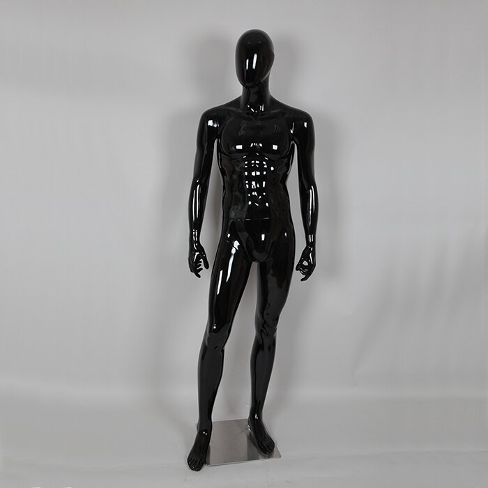 Манекен мужской ростовой без лица, черный глянец B105SB-1(черн)