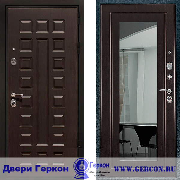 Входная дверь с зеркалом Геркон - Гладиатор Зеркало Венге (100мм, 3К) (двери с зеркалом)