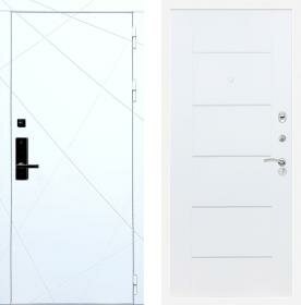Дверь входная (стальная, металлическая) Баяр 1 ФЛ-291 Белый B-03 Молдинг quot;Белый ясеньquot; с биометрическим замком (электронный, отпирание по отпечатку пальца)
