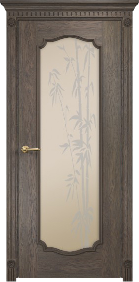 Межкомнатная дверь Оникс Венеция 2 (Дуб античный) штапик узкий резной, сатинат бронза, пескоструй №5