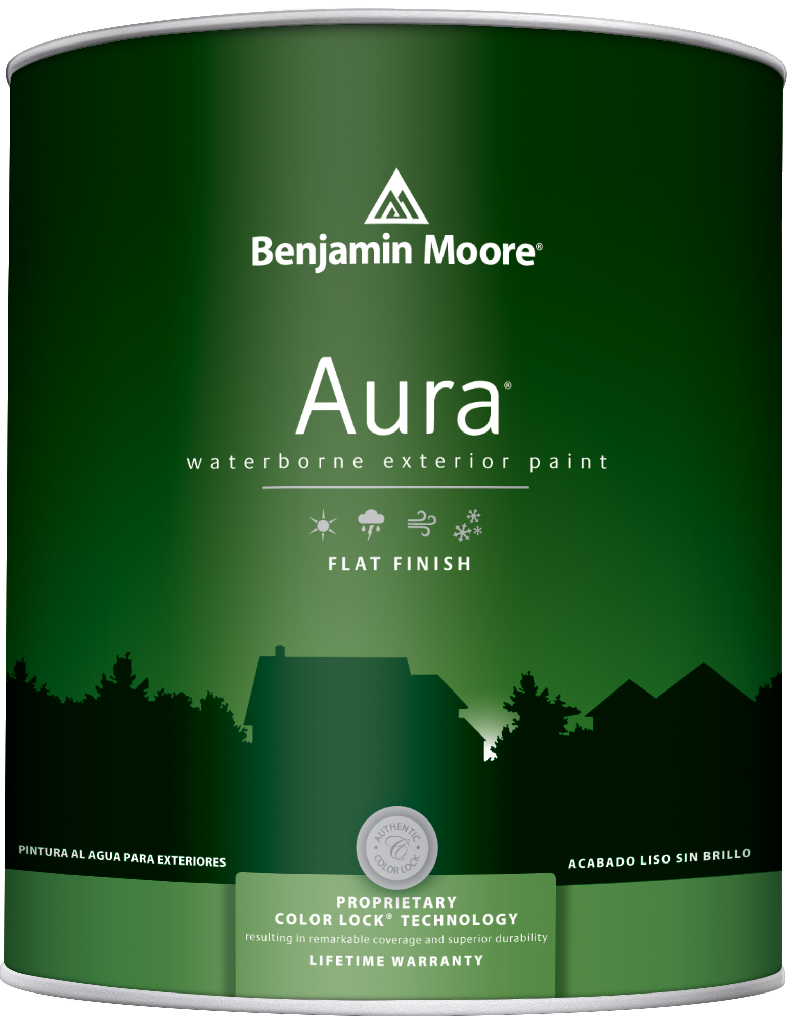 Краска по дереву для наружных работ Benjamin Moore Aura 629 Exterior Paint Flat Finish краска для наружных работ, матовая, белая (3,8л)