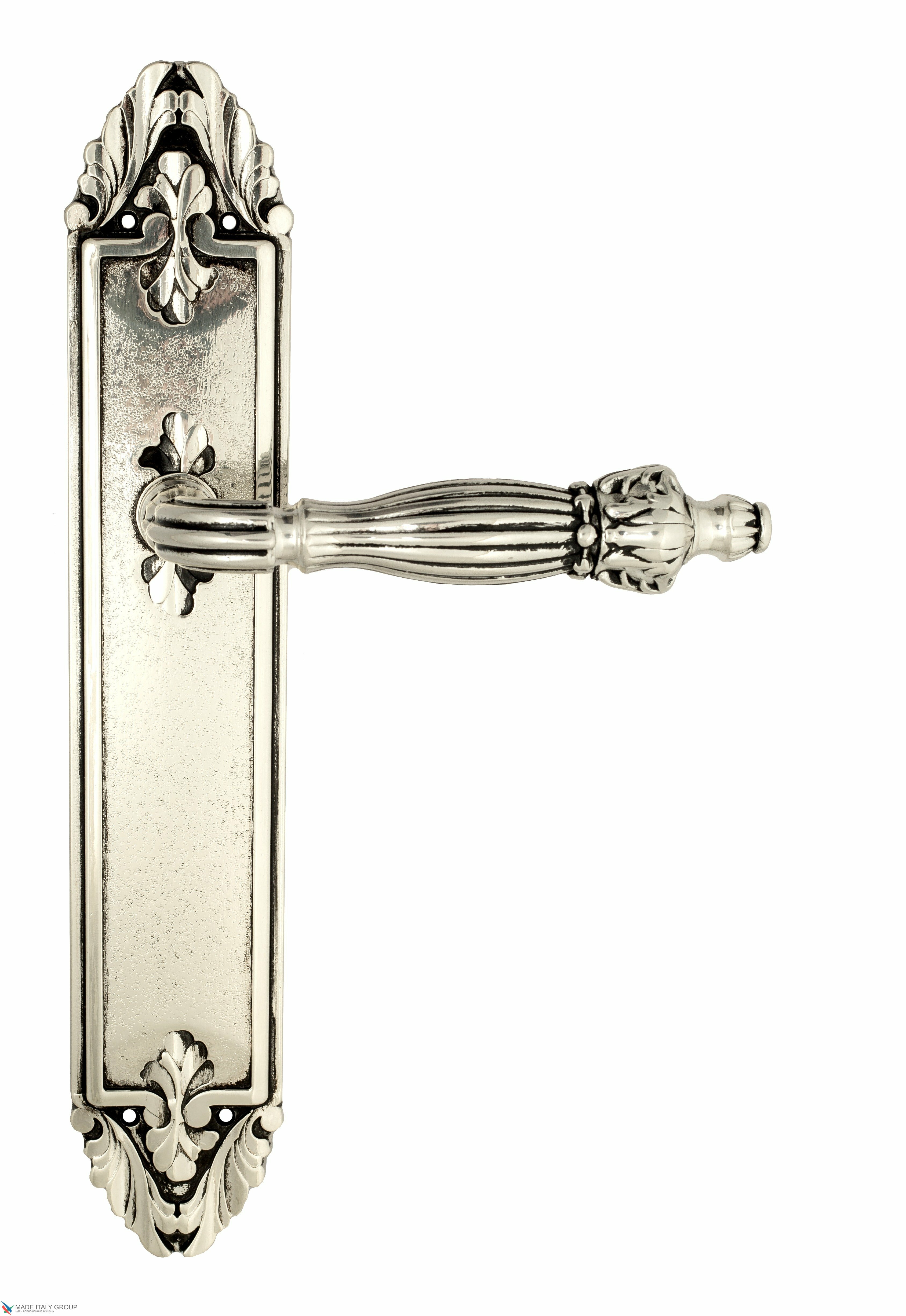 Дверная ручка Venezia quot;OLIMPOquot; на планке PL90 натуральное серебро + черный