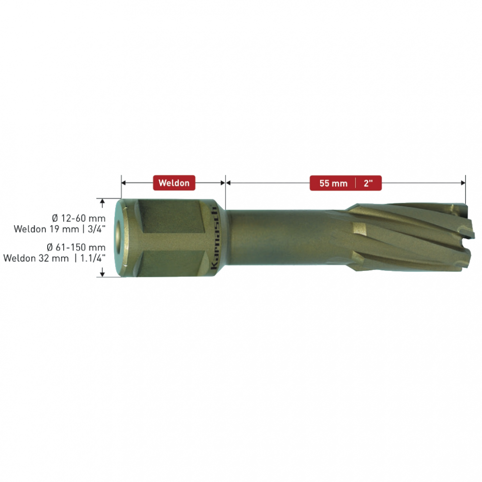 Корончатое сверло по металлу Karnasch HARD-LINE L=55 арт. 20.1316 (135)