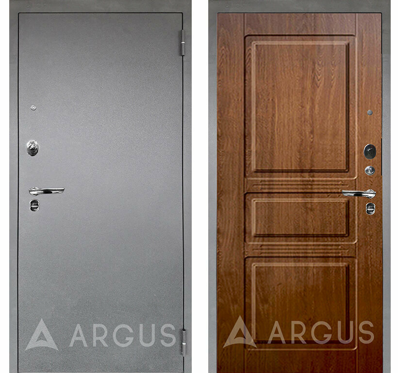 Дверь входная металлическая модель: Аргус Люкс Про Серебро Сабина Золотой дуб