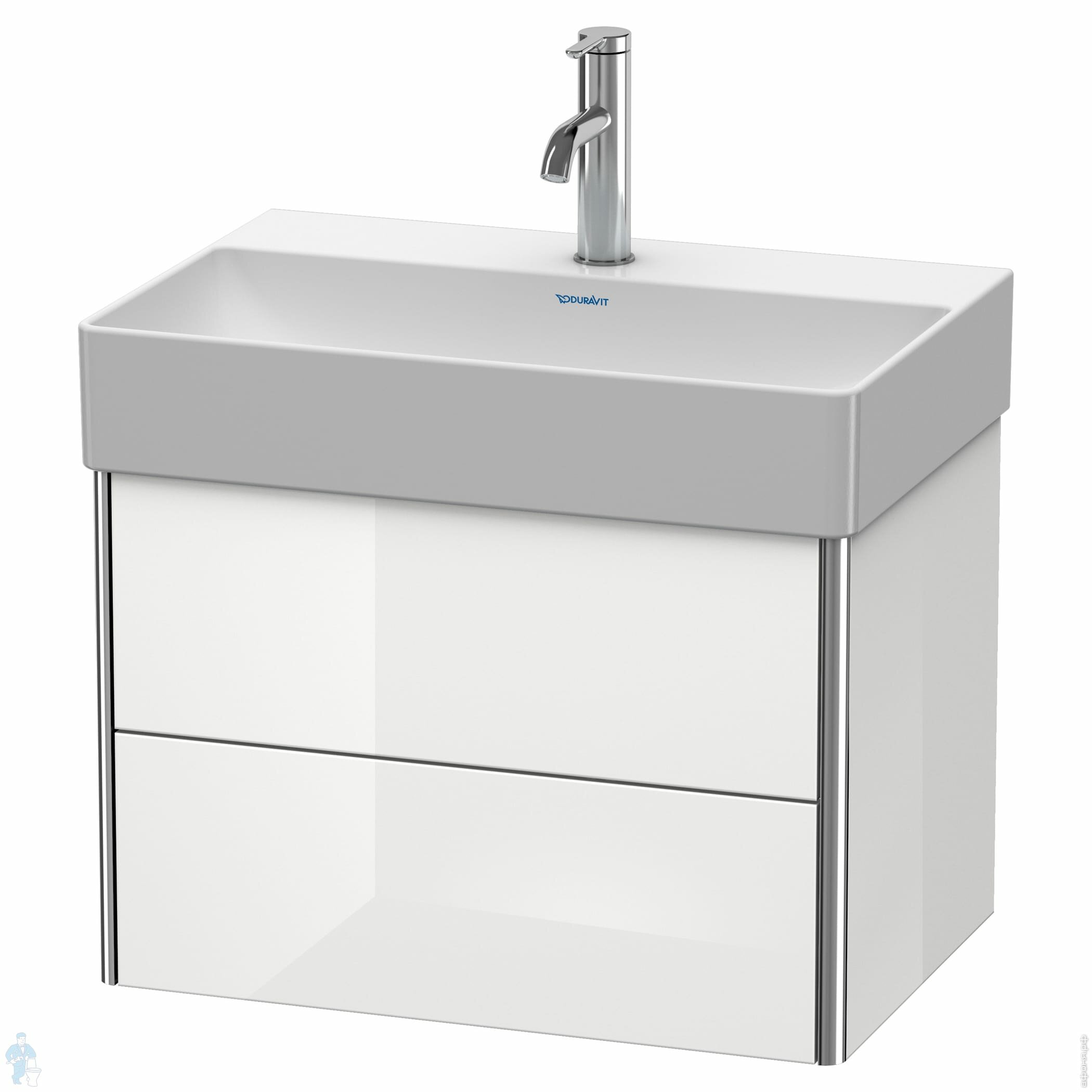 Тумба под раковину Duravit XSquare 584х397х390 подвесная, 2 ящика, белый глянец XS416702222