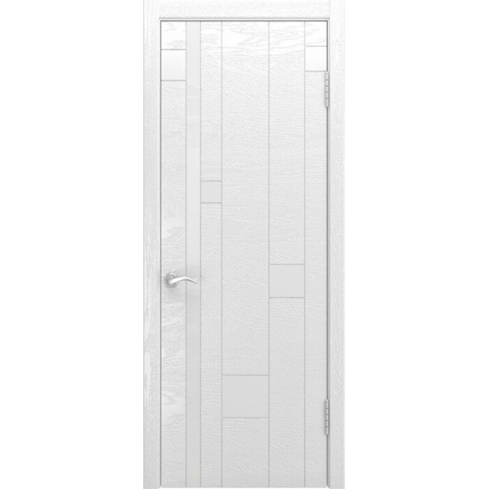 Межкомнатная деревянная дверь Арт-1 (ясень белая эмаль) со стеклом, ясень белая эмаль