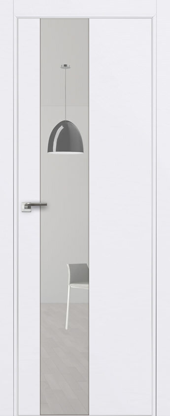 Двери ProfilDoors Серия Е модель 5Е Цвет:Аляска Остекление:Зеркало Тип:кромка матовый алюминий с 4х сторон