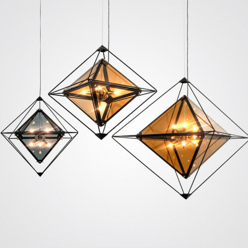 Геометрические Светильники Со Стеклянными Стенками Xl (16 Ламп) - 65×75 См