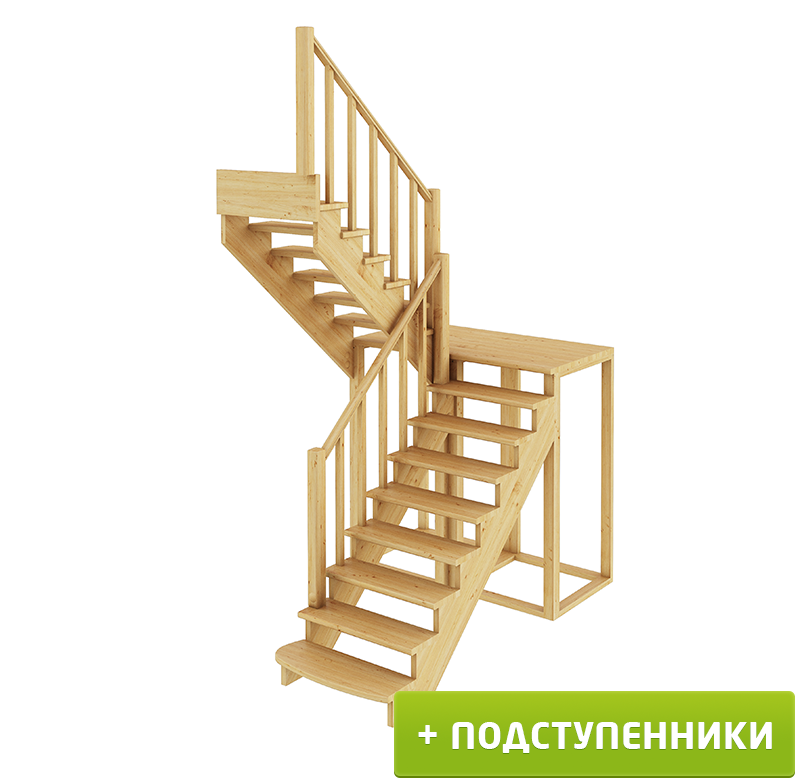 Деревянные лестницы ProfiHobby Лестница К-004м/2 Л с подступенками сосна (7 уп)