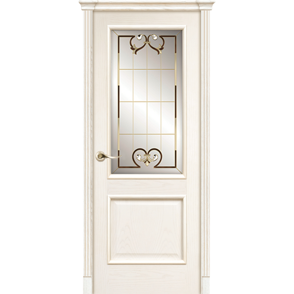 Межкомнатная дверь La Porte серия Classic модель 300.3 ясень карамель витраж с бевелсами Аллегро