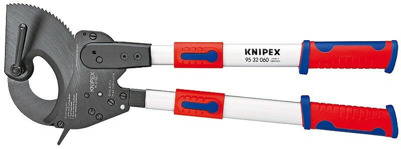 Резак для кабелей (по принципу трещотки) с выдвижными рукоятками KNIPEX 95 32 060 KN-9532060