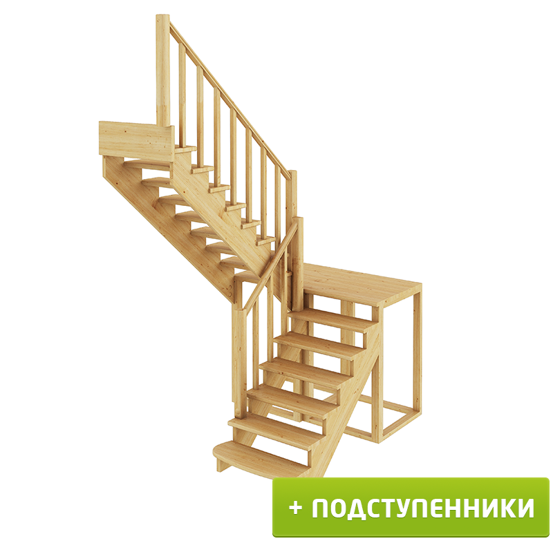 Деревянные лестницы ProfiHobby Лестница К-004м/3 Л с подступенками сосна (7 уп)