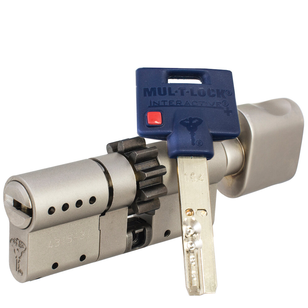 Цилиндр Mul-T-Lock Interactive+ ключ-вертушка (размер 35x35 мм) - Никель, Шестеренка (5 ключей)