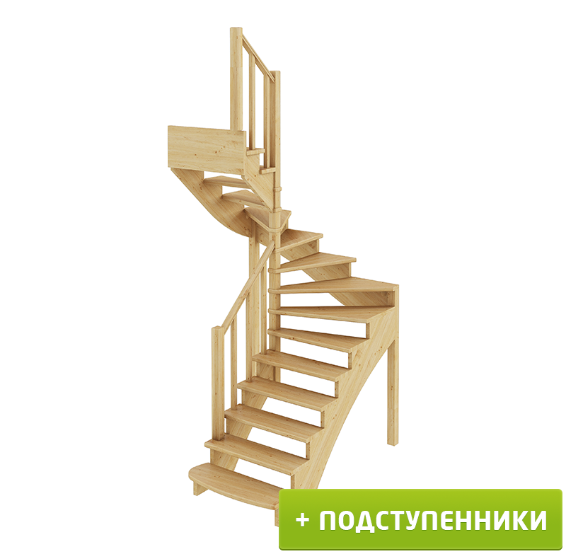 Деревянные лестницы ProfiHobby Лестница К-003м/3 Л сосна с подступенками (6 уп)