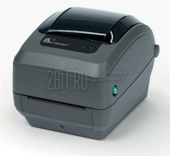 Zebra TT Printer GX430t; 300dpi, EU and UK Cords, EPL2, ZPL II, USB, Serial, Ethernet, Cutter - Liner and Tag