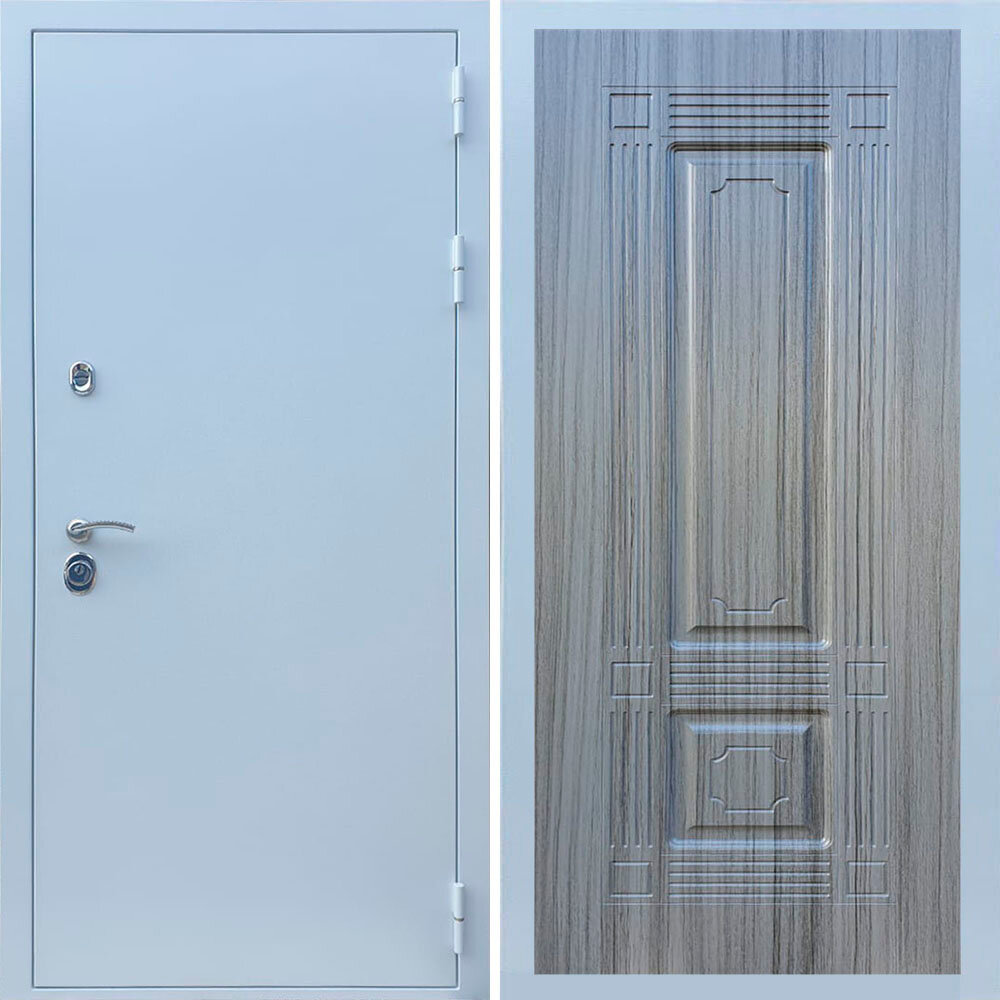 Входные двери Рекс (Rex). Металлическая дверь REX 5 антик белый серебро ФЛ-2 сандал серый 16 мм