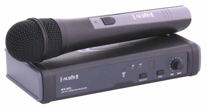 PROAUDIO WS-805HT радиосистема с одним вокальным микрофоном, UHF, 16 каналов, IR синхронизация, пластиковый кейс, 655-679 МГц