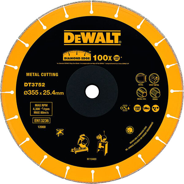 Диск алмазный Dewalt сегментный 355x25.4x1.6 мм