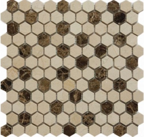 Мозаика Q-Stones Каменная мозаика QS-Hex027-25P/10 305x305 мм (Мозаика)
