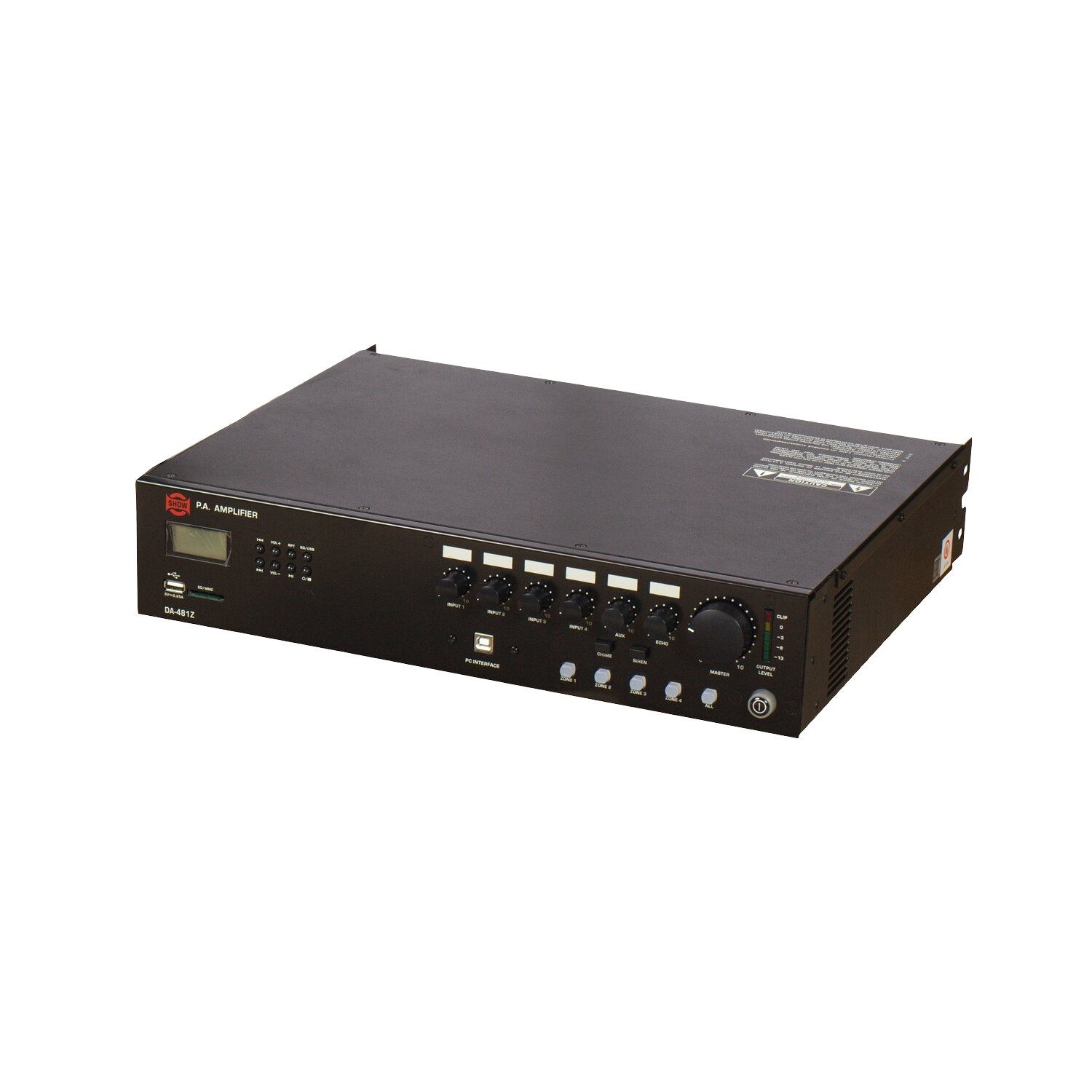 SHOW DA-481Z трансляционная система, 480 Вт, 70/100 В, 4 зоны, MP3-плеер, USB, SD Card