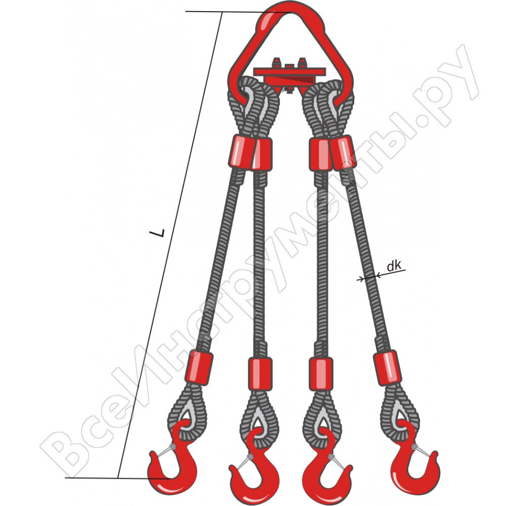 Четырехветвевой канатный строп КантаПлюс о4СК-16,0/3,0м
