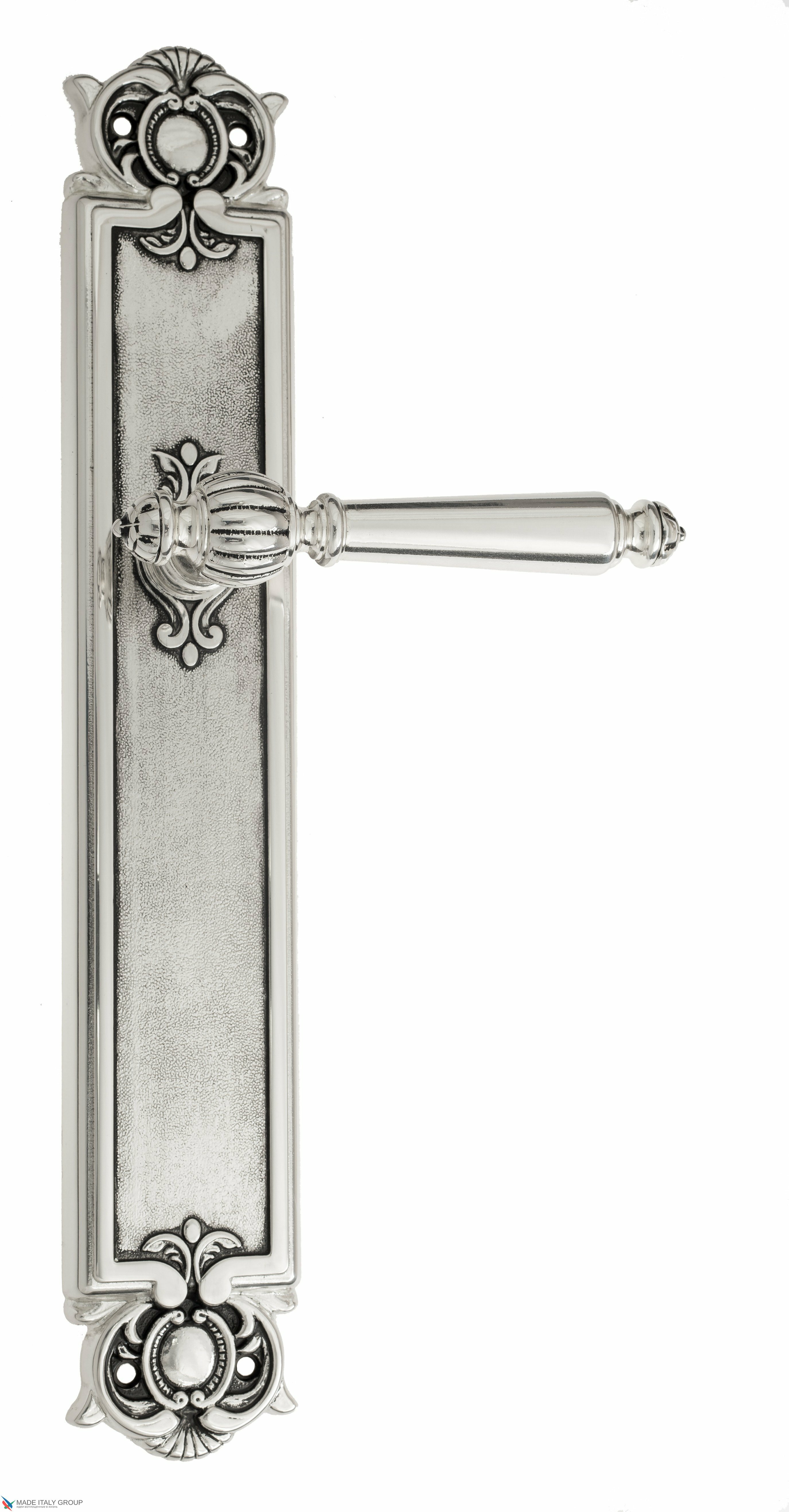 Дверная ручка Venezia quot;PELLESTRINAquot; на планке PL97 натуральное серебро + черный