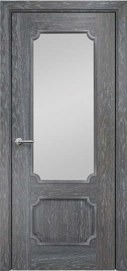 Дверь Оникс модель Палермо Цвет:Дуб седой Остекление:Сатинат белый