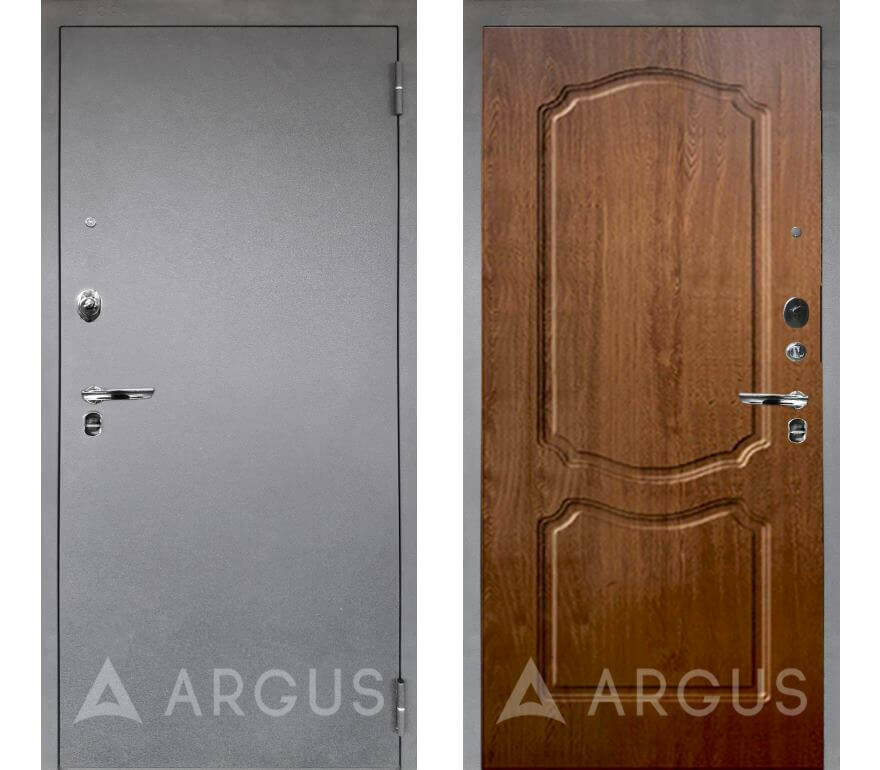 Дверь входная металлическая модель: Аргус Люкс Про Серебро Сонет Золотой дуб