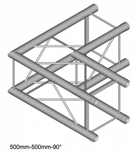 Dura Truss DT 24-C21-L90 узел стыковочный двухлучевой - угол, 90°, сечение 220 х 220 мм, длина сторон 50 см